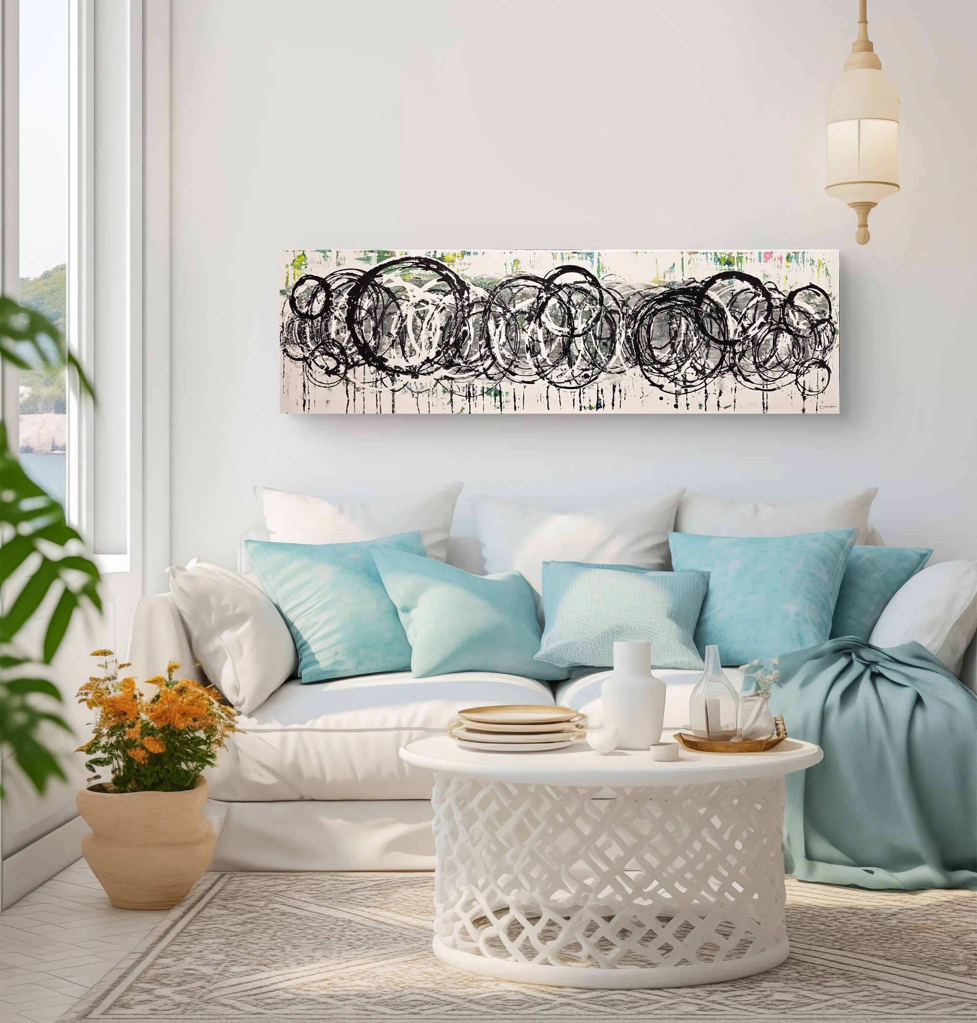 Oeuvre d'art unique <br> la colère, une énergie brute <br> 18"x60"